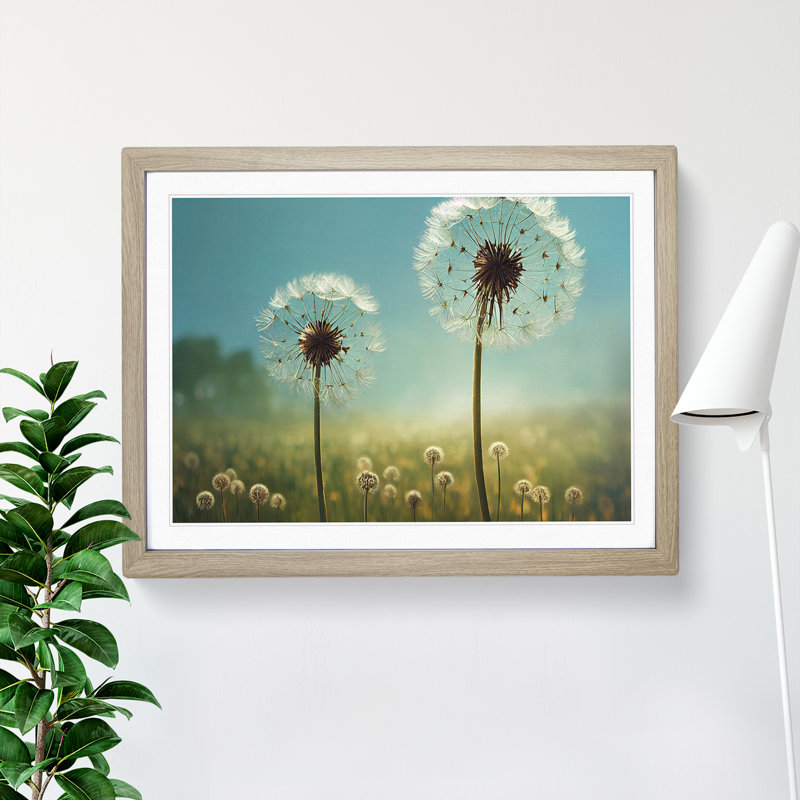 Dandelion Field Vol.5 - Single Picture Frame Print, Oak, 46cm H x 64cm W x 2cm D