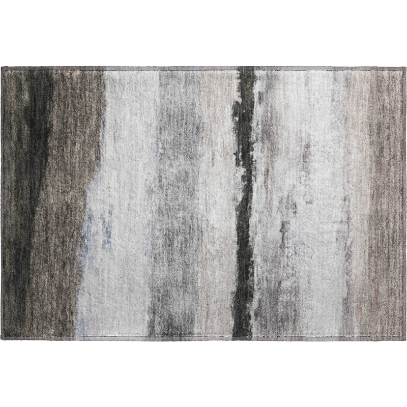 Premium Machine Washable Mayfield Striped Rug, 1'8" x 2'6", Taupe