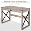 Bureau d'ordinateur de 44 pouces, bureau d'écriture rustique, poste de travail de ferme avec tiroir de rangement, structure en X