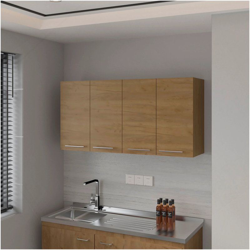 Armoire murale en chêne naturel naturel en mélamine avec 4 portes