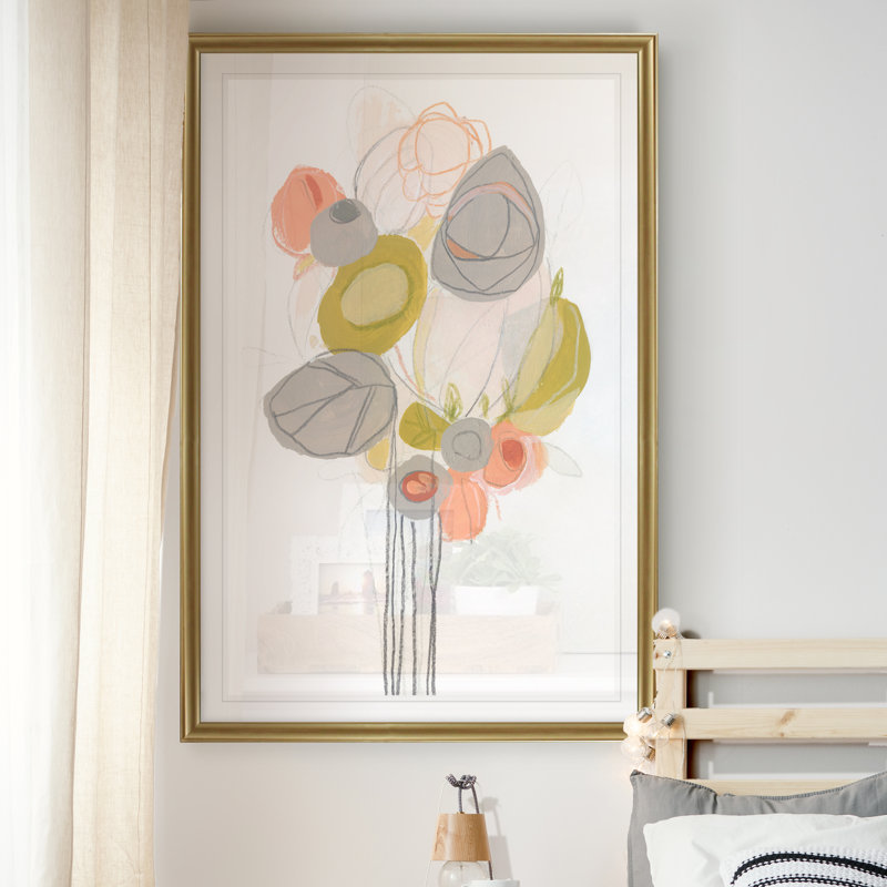 " Wildflower Contour II ", 18.5" H x 24.5" W x 1.5" D, Gold Framed