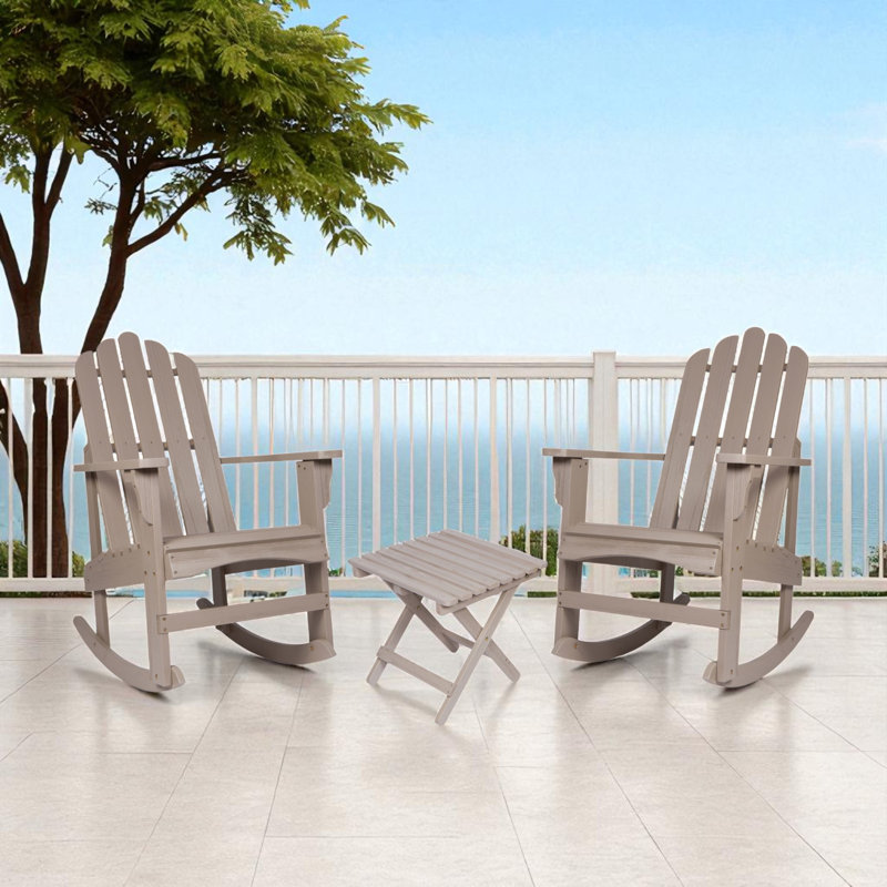 Ensemble de chaise berçante et table en bois Bremment Adirondack, gris