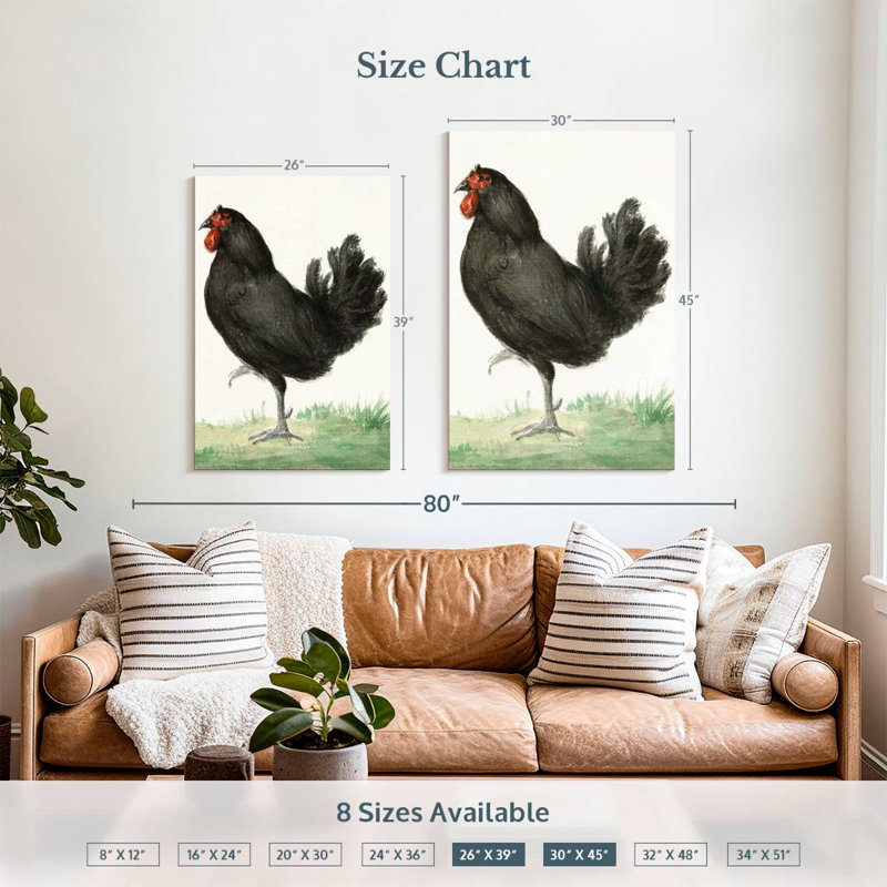 Brampt Standing Black Chicken, 39" H x 26" W