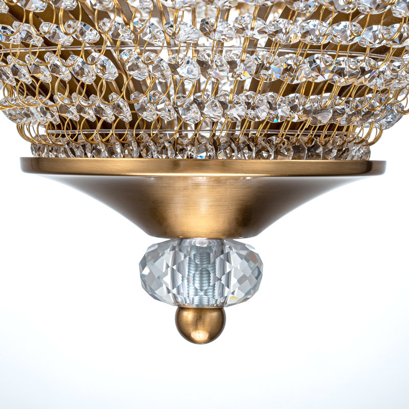 6 - Light Drum Crystal Semi Flush Mount, Gold