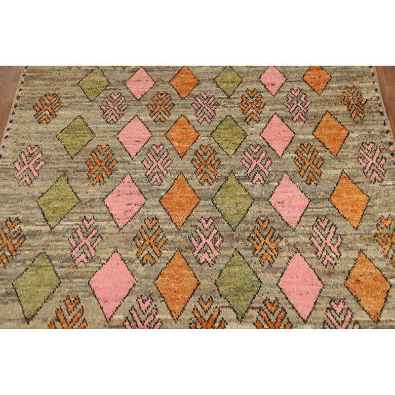 Tapis carré géométrique en laine marocain 6 x 6
