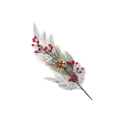 Baies floquées et branches de cèdre - Lot de 6
