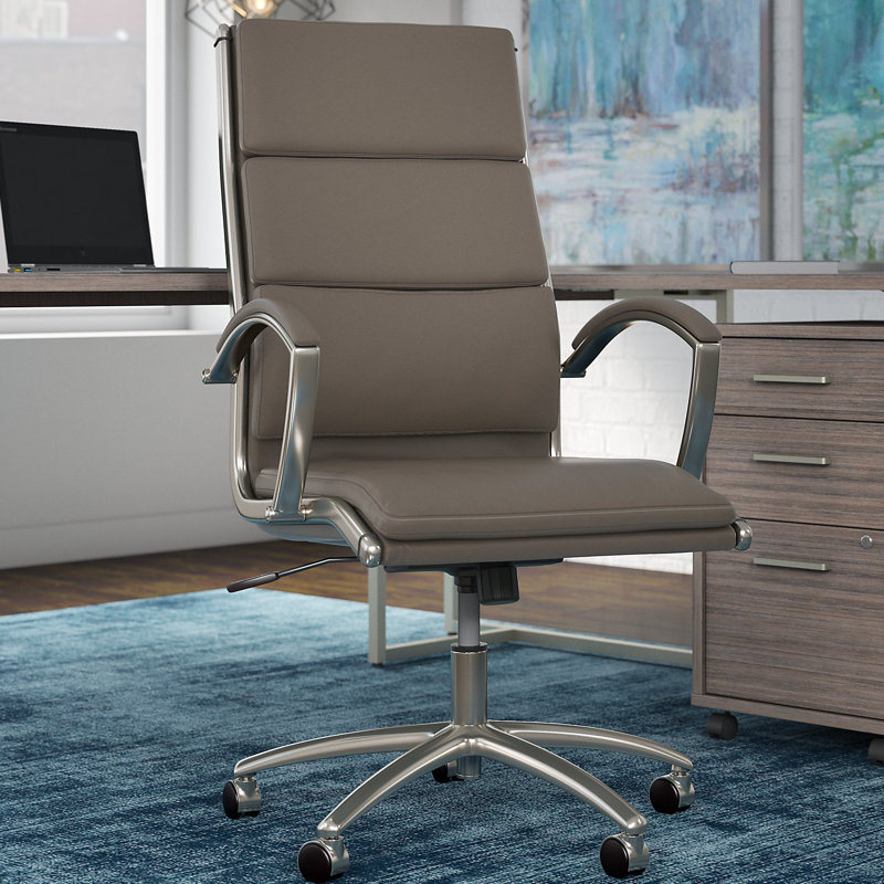 Fauteuil de direction à haut dossier en similicuir, Gris délavé