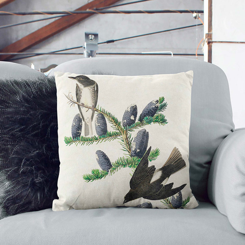 Floral Square Throw Cushion, 55cm H x 55cm W x 20cm D, White