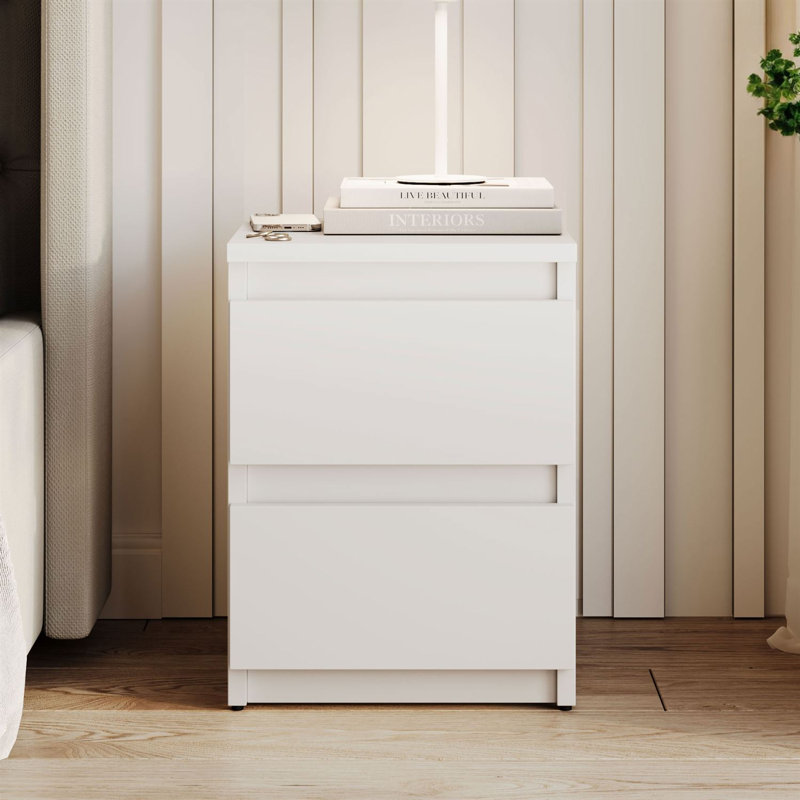 Plywood / Laminate Board Bedside Table, White