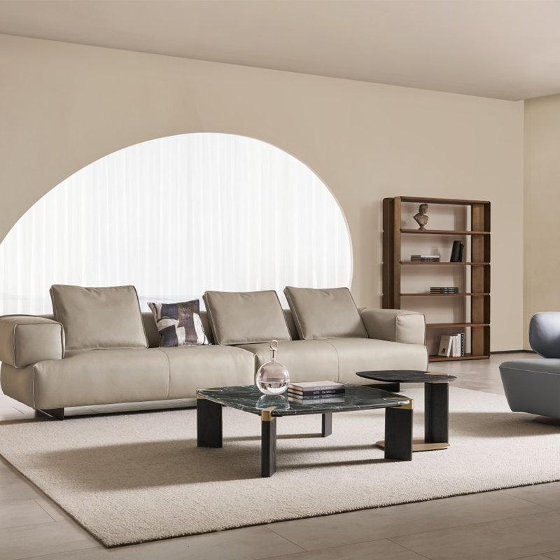 Modern  Green Marble Coffee Table Set With Side Table