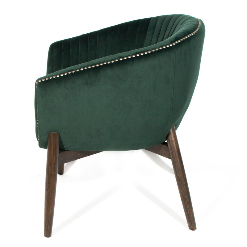 Fauteuil demi-tonneau en velours 28 po Barnes, Vert