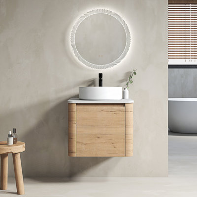 Meuble-lavabo de salle de bain avec lavabo en céramique et porte à fermeture en douceur