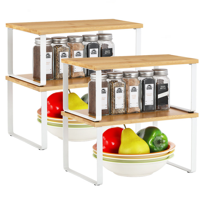 Ensemble de 4 tablettes d'appoint, Brun / blanc