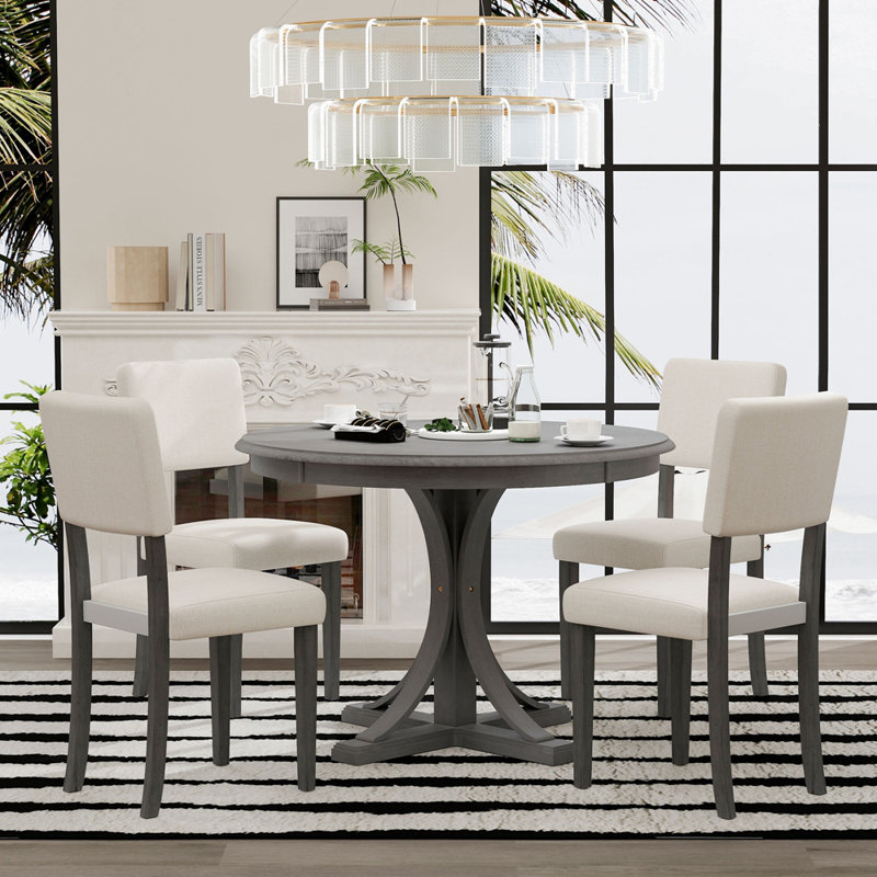 Ensemble repas 4 personnes Annine, Taupe, Beige / taupe, Ivoire / Gris foncé
