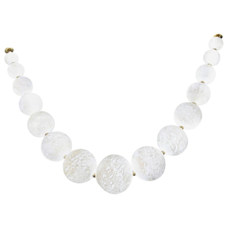 Lustre suspendu en laiton Moon, Transparent, H 17 po x l 8 po x P 88 po
