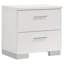Table de chevet blanche 2 tiroirs ultrabrillante