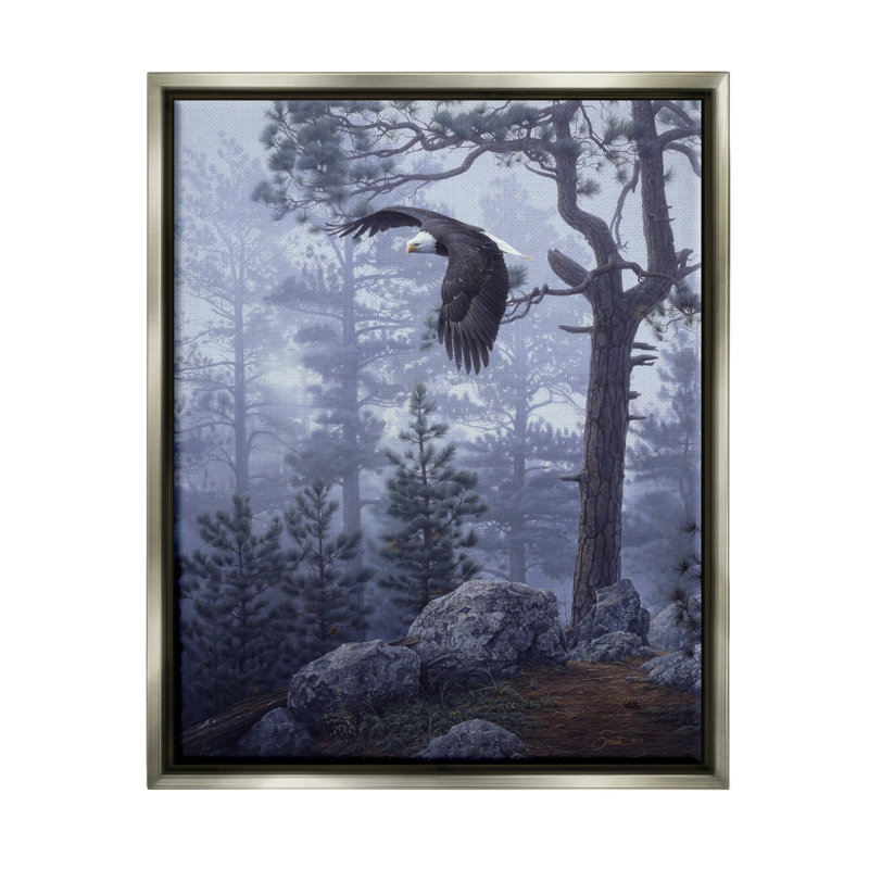 «Loon Peak® Eagle Flying Woodland Scene», art mural encadré par Daniel Smith, H 31 po x l 25 po x P 1,7 po