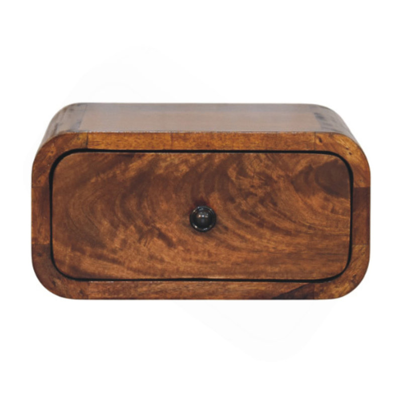 Mini table de chevet murale en bois brun à 1 tiroir Avora