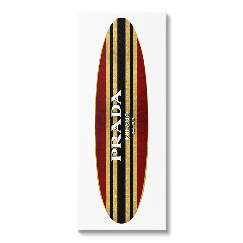 Rouge, noir, tendance, rayures, planche de surf tendance, Plaque murale, L 10 po x H 10 po