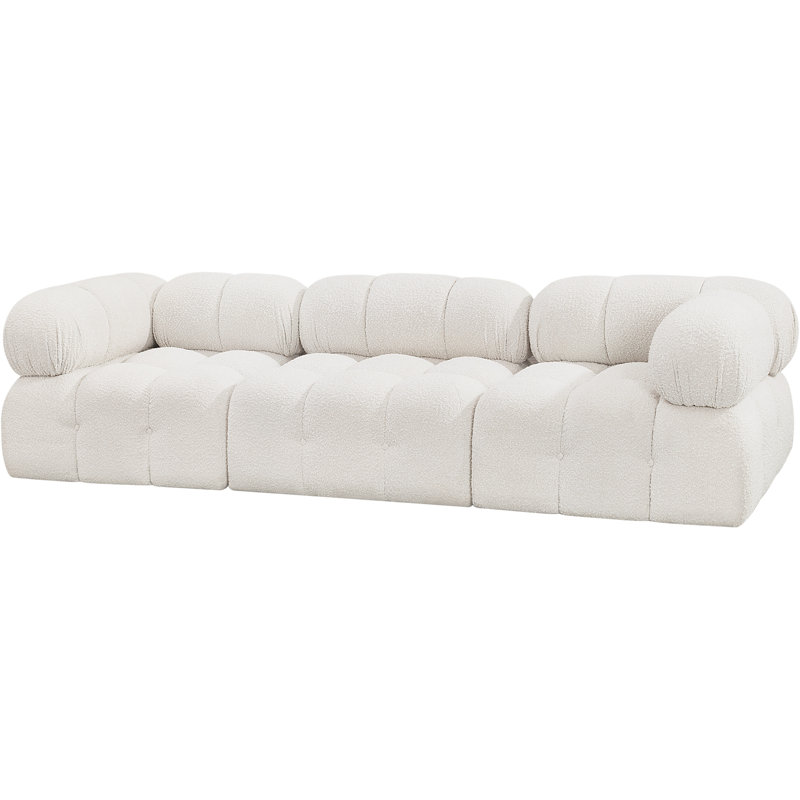 Canapé Ames, Tissu crème bouclé, 1 sans accoudoir, 2 en coin