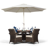 Karas 4 Seater Dining Set with Cushions and Parasol