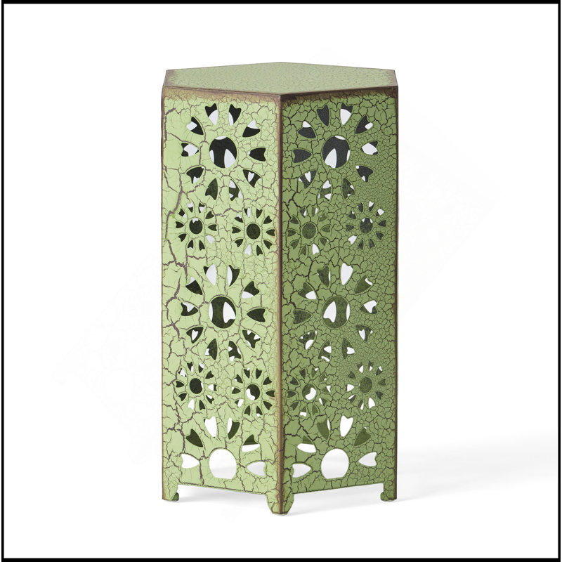 Galore 14 Inch Side Table With Sunburst Cut Out Design, Weather-Resistant And Stylish For Outdoor Use, Green
