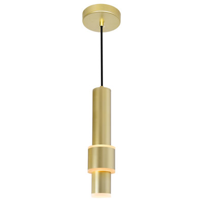5-inch Integrated LED Pendant Light – Modern Satin Gold Fixture for Kitchen, Island, Dining Room, Hallway
