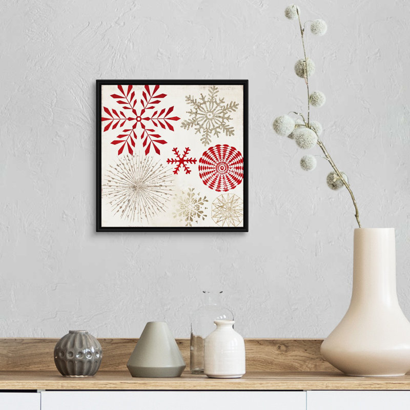Flocons de neige de Noël-reproduction d’art sur toile, H 14 po x l 14 po x P 1,75 po, Cadre noir