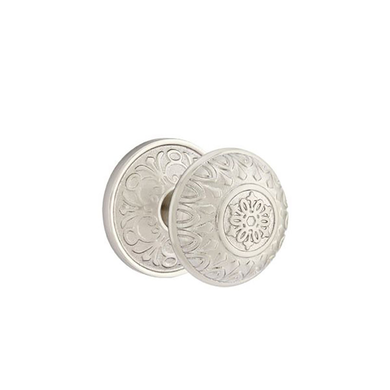Privacy Lancaster Knob with Lancaster Rose, Satin Nickel