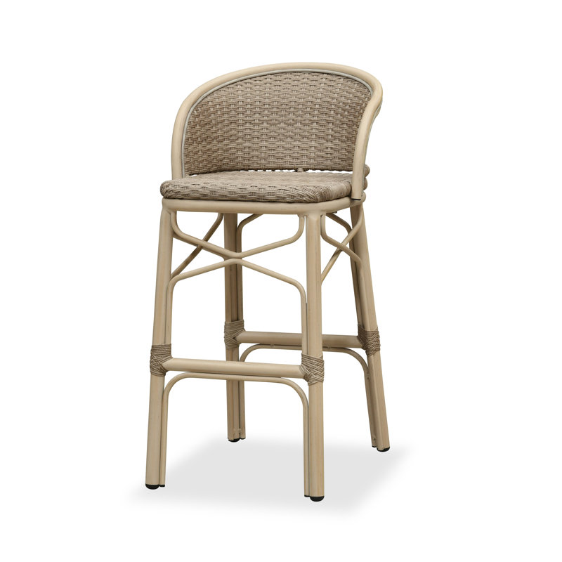 Tabouret de bar en PE en rotin avec accoudoirs ergonomiques PURPLE LEAF, Light Beige