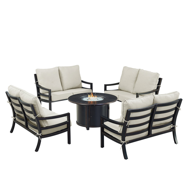 Ensemble de conversation d'extérieur pour 8 personnes avec coussins Ferrigle, Gris clair