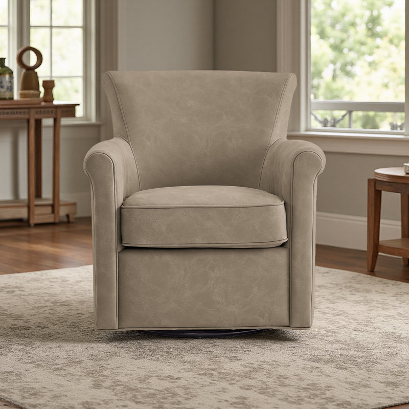 Fauteuil d'appoint pivotant en similicuir, Taupe