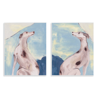 Spotted Greyhound Dogs 2 PC Wall Plaque Art Set by Melissa Wang
