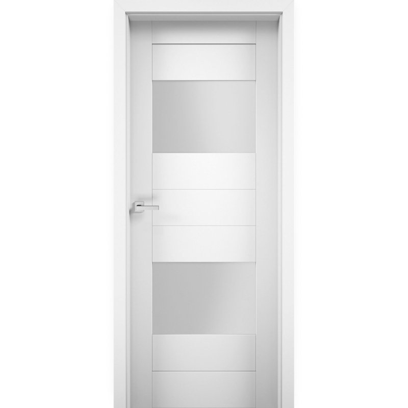 Porte blanche standard en verre givré Sete, 30 po x 80 po