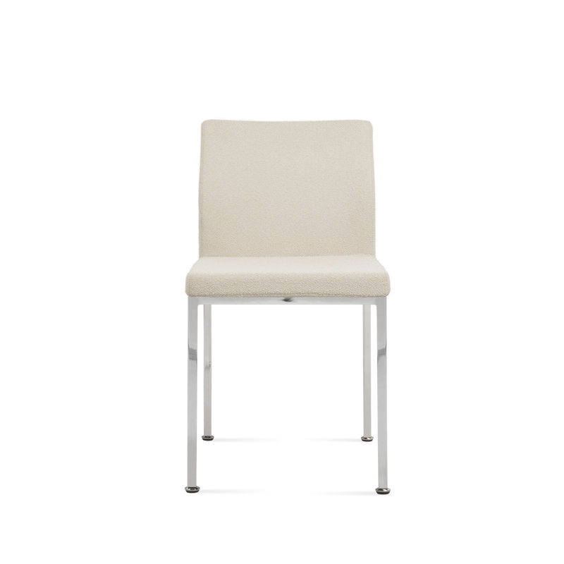 Aria Metal Side Chair in Wool, Chrome, Off White