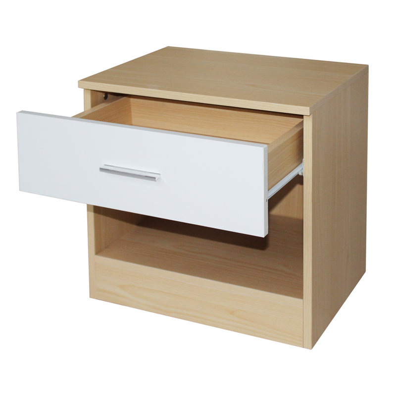 45 cm W Bedside Table, Oak/White