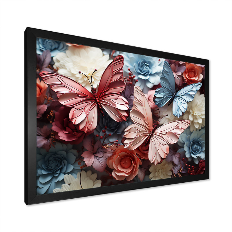 Une palette pastel crée un vol fantaisiste sur toile, Cadre simple noir, H 16 po x l 32 po x P 1 po