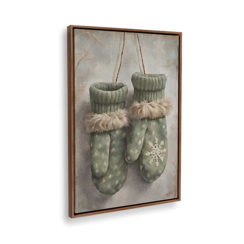 «Winter Mittens» par Jo Moulton, reproduction d'art, H 17,5 po x l 13,5 po, Impression sur toile flottante sans passe-partout