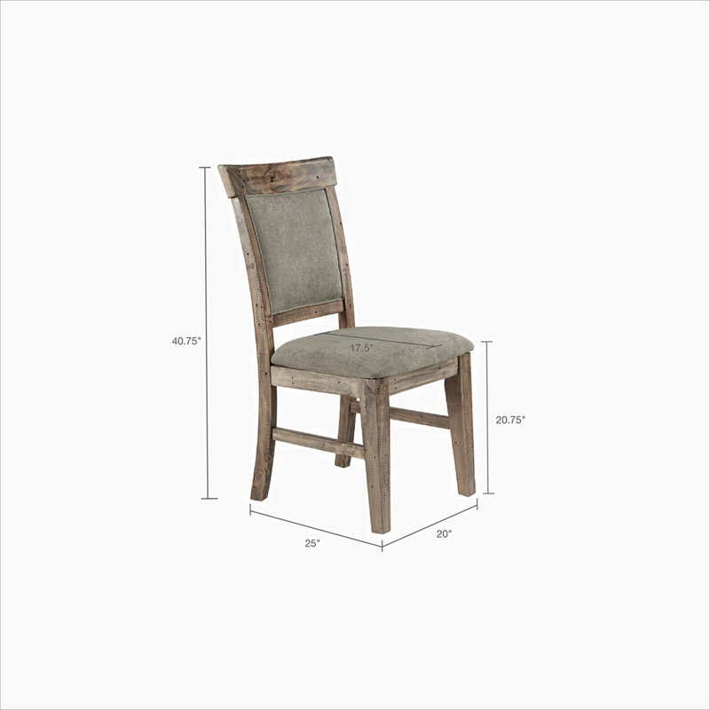 Gray Upholstered Solid Wood Dining Side Chair Set