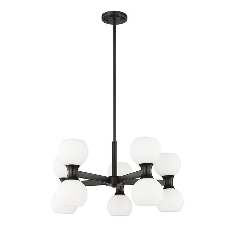 10 - Light Dimmable Geometric Chandelier, Matte Black