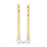 Check Gold/Ivory Dinner Candles