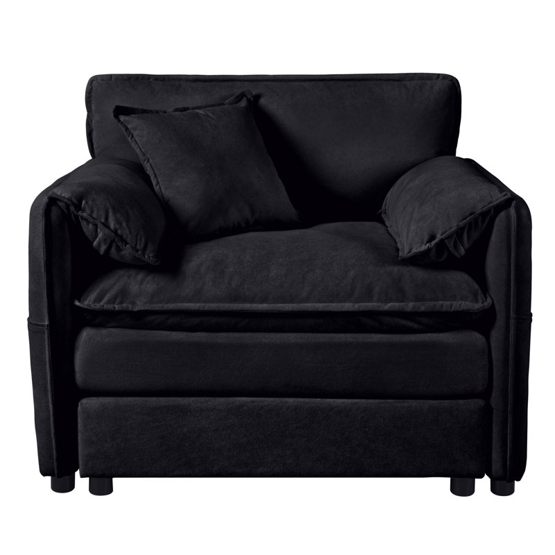 Canapé modulaire noir à assise profonde avec canapé modulaire revêtu de chenille pour le salon. Spacieux, confortable, assemblage personnalisé, respirant, doux, classique, style moderne noir, pièce, appartement, bureau.