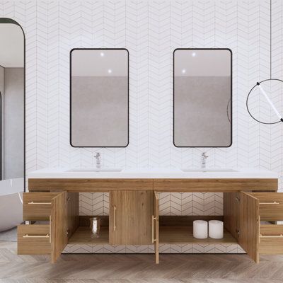 Mapleview 83.44" Wall-Mounted Double Bathroom Vanity Set