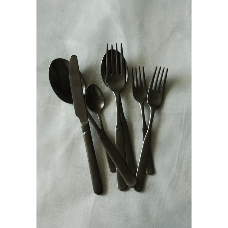 Lucca 5 Piece 18/10 Stainless Steel Flatware Set, Service for 1, Matte Black
