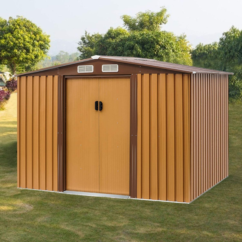 8 ft. W x 6 ft. D Metal Storage Shed, Yellow