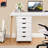 5 Drawer Chest File Cabinet, Wooden Storage Filing Cabinet with Wheels, Office File Cabinet, Office Alex Drawers for File storage-2010742212
