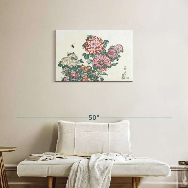 Chrysanthèmes Harnek et une abeille, H 20 po x l 30 po