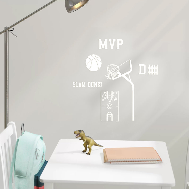 Ensemble de décalcomanie murale basket Haskett, Blanc