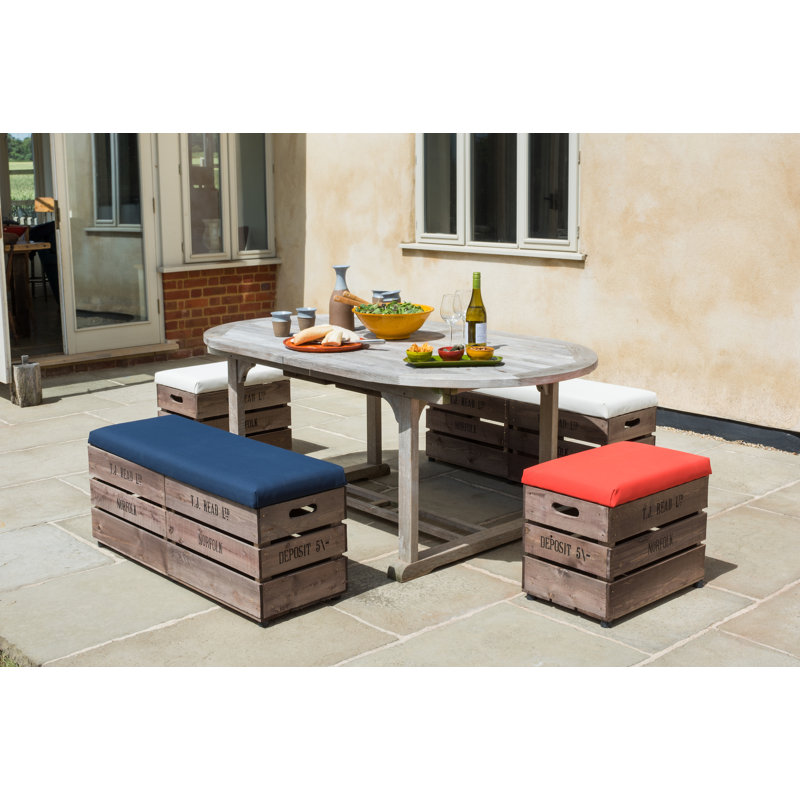 Edington Upholstered Outdoor Ottoman, Red