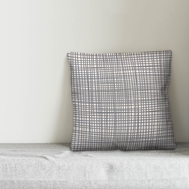  Housse et insert de coussin carré Tally, 16 po x 1 po, Tissu écossais gris